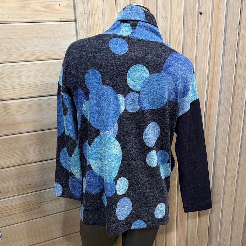 Stylish Cowl Neck Sweater with Blue and navy Dots - Picture 4 of 7